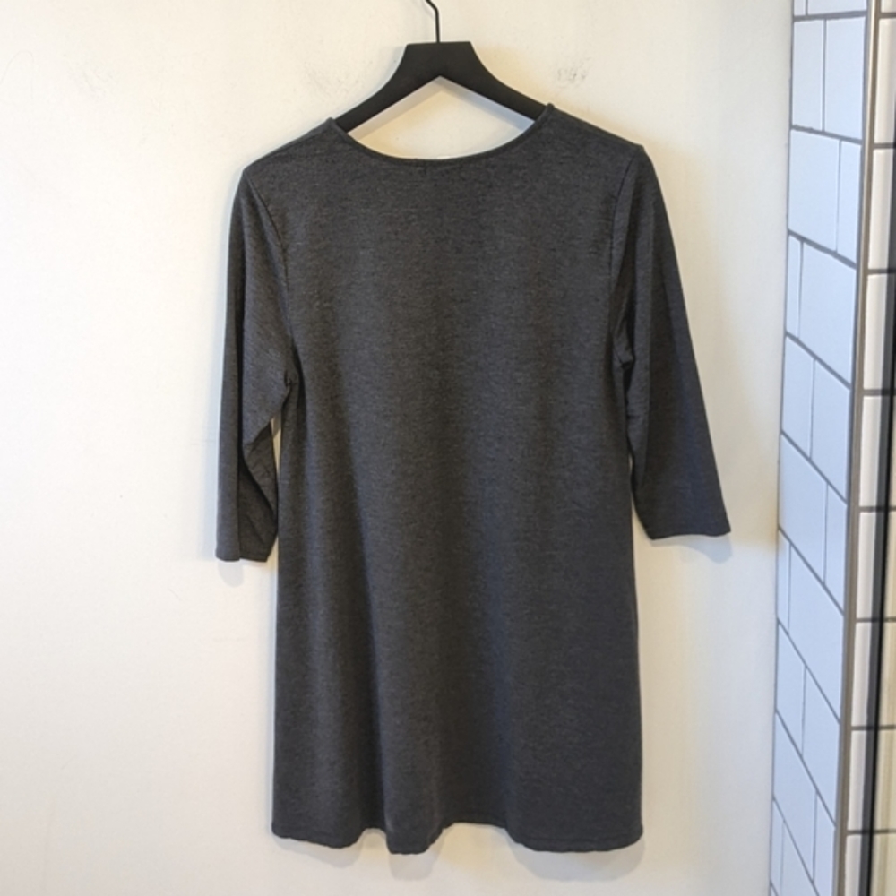 Garnet Hill Grey Tencel Lyocell A Lined Seamed Tunic - Picture 3 of 6
